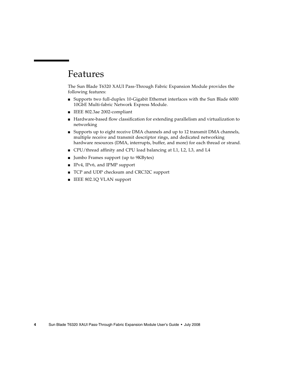 Features | Sun Microsystems BLADE T6320 User Manual | Page 12 / 22