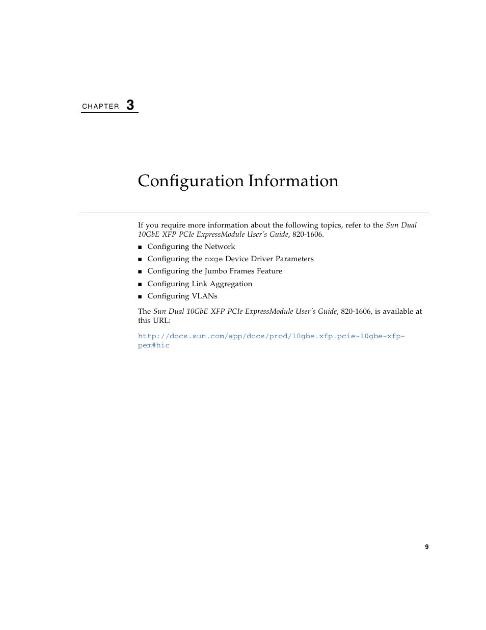 Configuration information, Chapter 3 | Sun Microsystems BLADE T6320 User Manual | Page 17 / 22