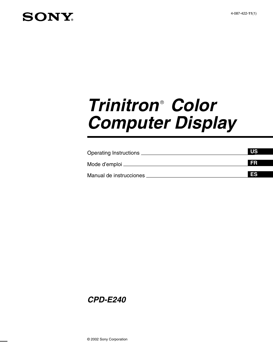 Sony CPD-E240 User Manual | 24 pages