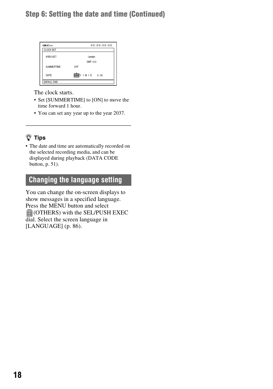 Changing the language setting | Sony 4-157-878-12(1) User Manual | Page 18 / 128