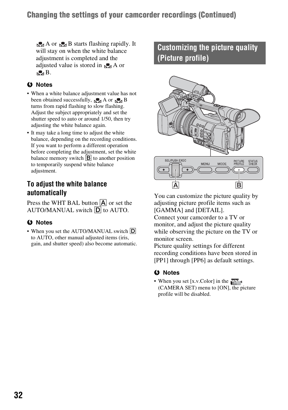 Customizing the picture quality (picture profile) | Sony 4-157-878-12(1) User Manual | Page 32 / 128