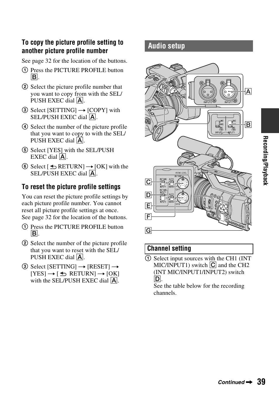 Audio setup | Sony 4-157-878-12(1) User Manual | Page 39 / 128