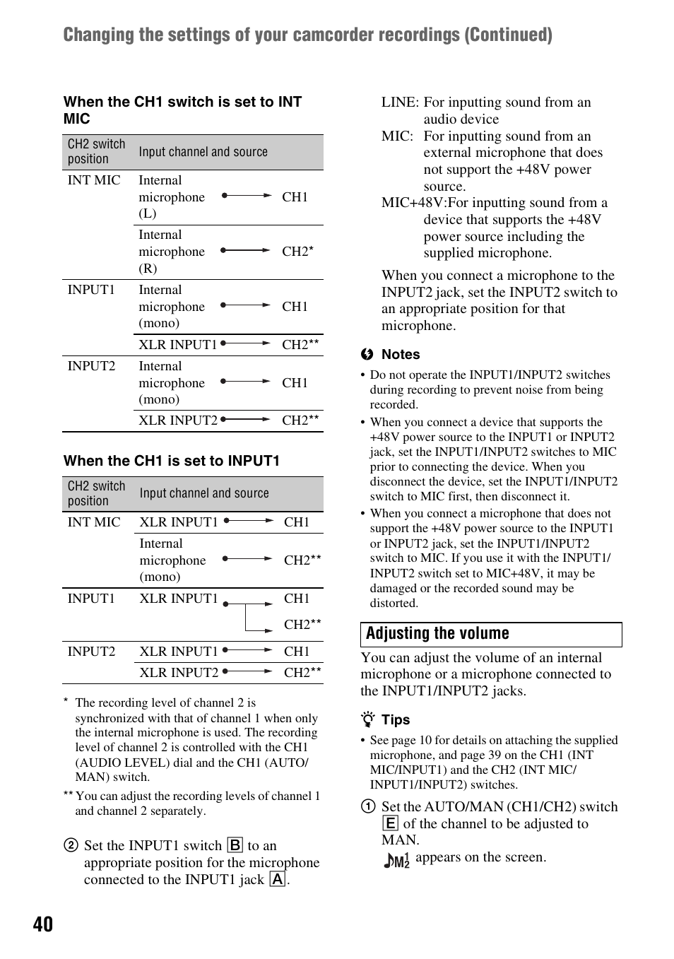 Adjusting the volume | Sony 4-157-878-12(1) User Manual | Page 40 / 128