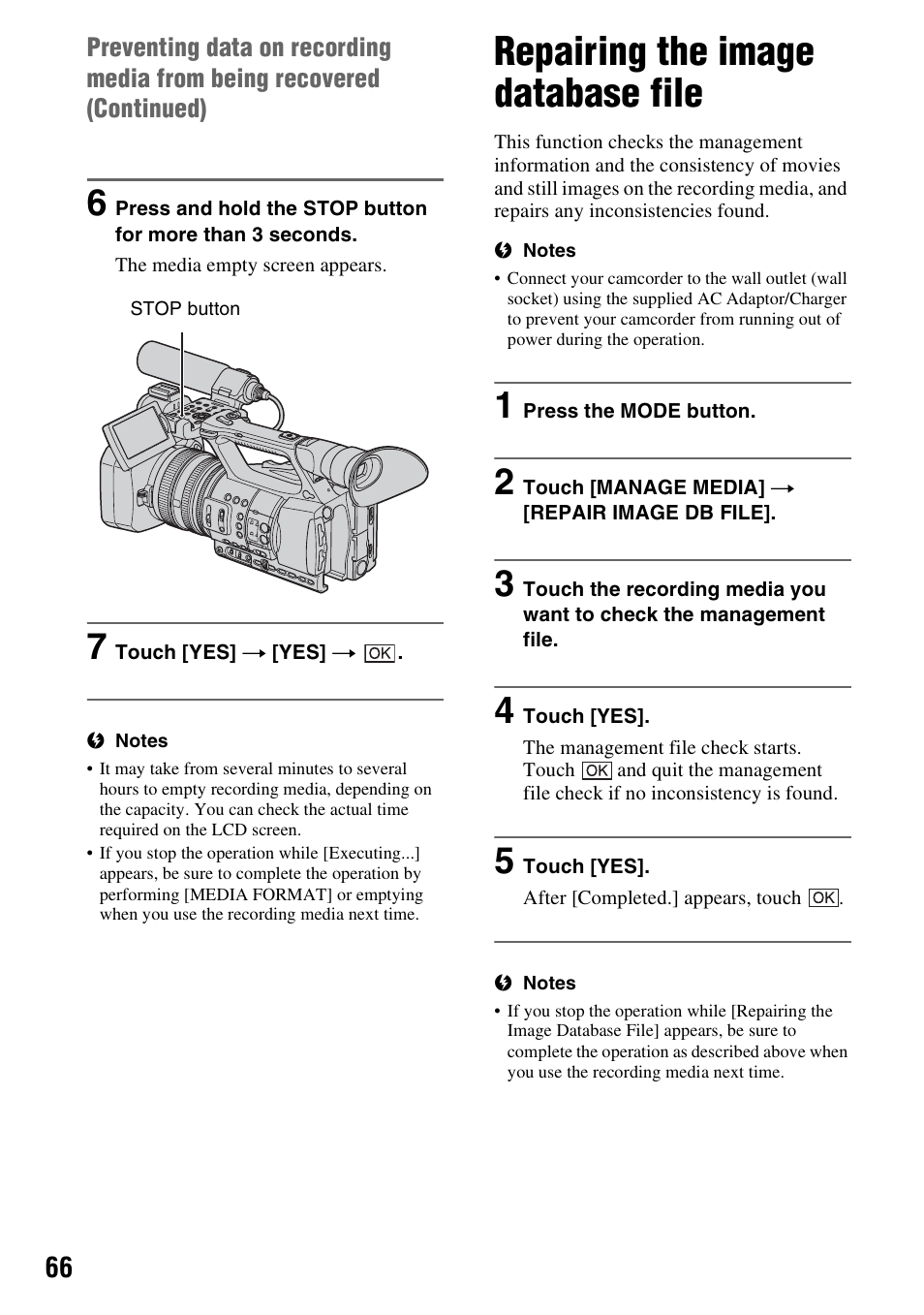 Repairing the image database file | Sony 4-157-878-12(1) User Manual | Page 66 / 128