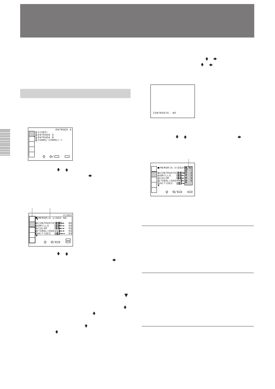 Uso de menu (e), Uso de menu, Funciones básicas del menú | Para cancelar la pantalla del menú | Sony VPH-D50QM User Manual | Page 112 / 132