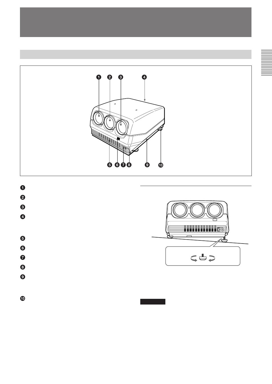 Emplacement et fonction des commandes (f), Emplacement et fonction des commandes, Avant | Sony VPH-D50QM User Manual | Page 51 / 132