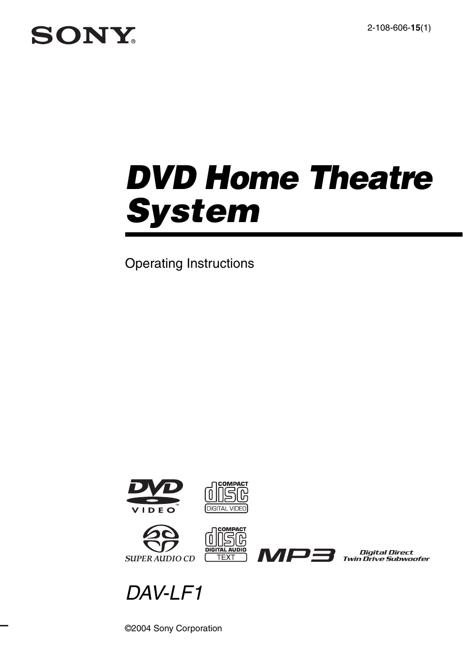 Sony DAV-LF1 User Manual | 116 pages