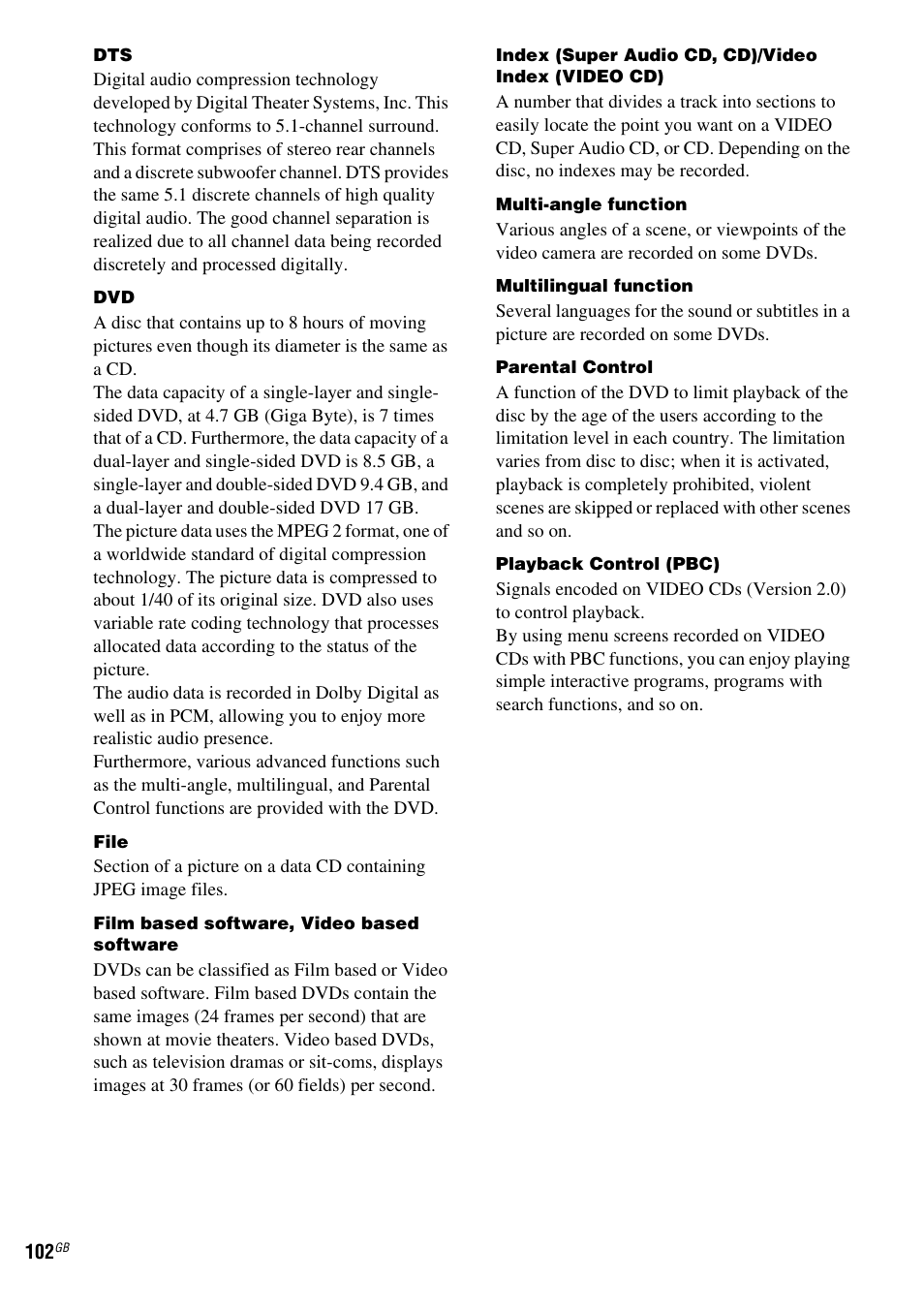 Sony DAV-LF1 User Manual | Page 102 / 116