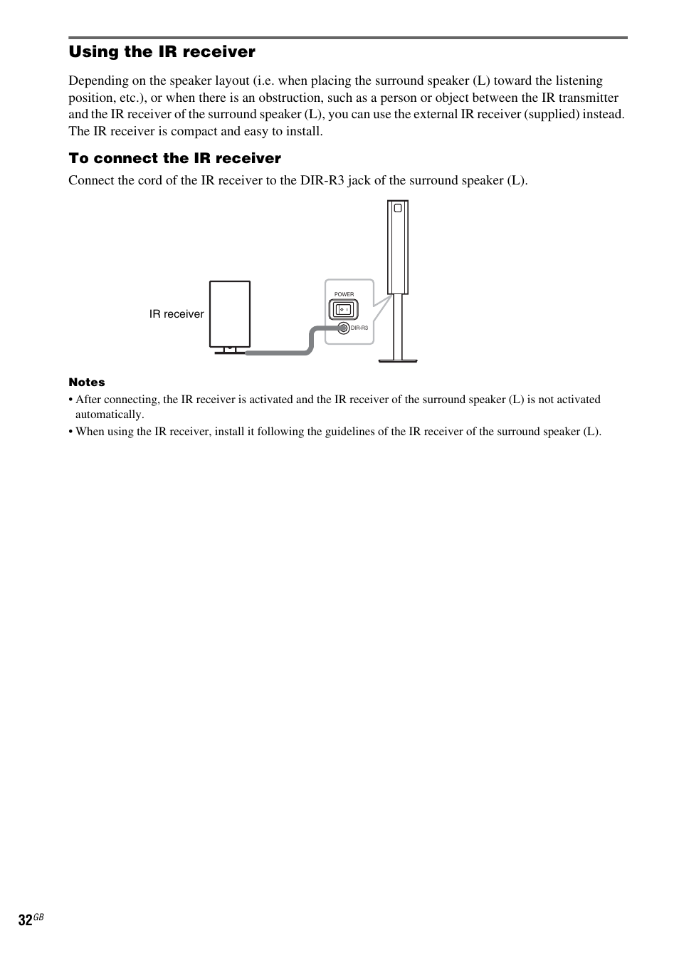 Using the ir receiver | Sony DAV-LF1 User Manual | Page 32 / 116