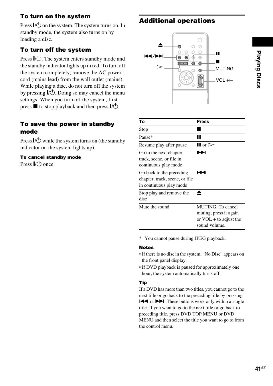 Additional operations | Sony DAV-LF1 User Manual | Page 41 / 116