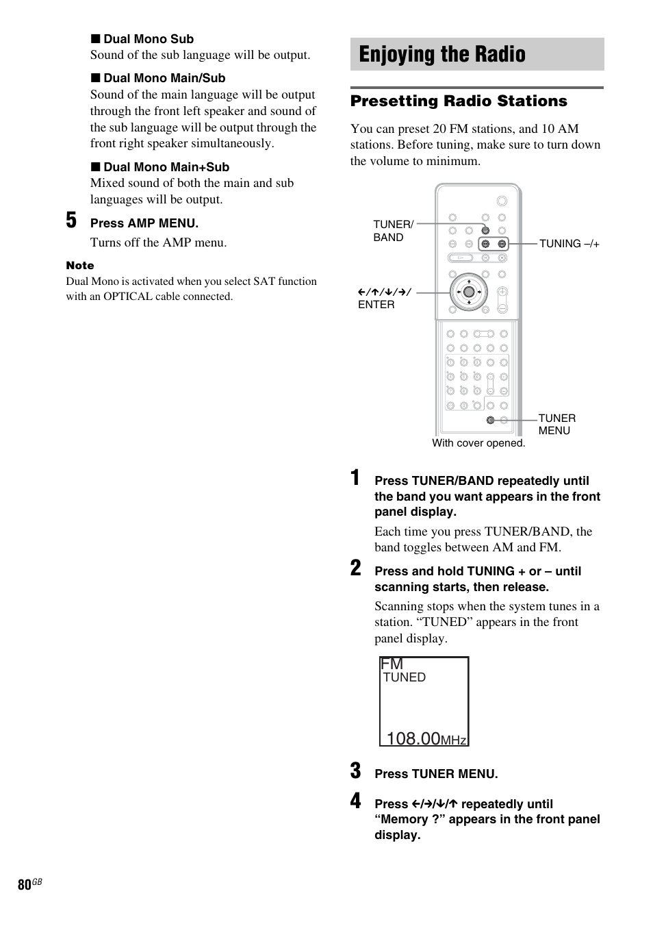 Enjoying the radio | Sony DAV-LF1 User Manual | Page 80 / 116