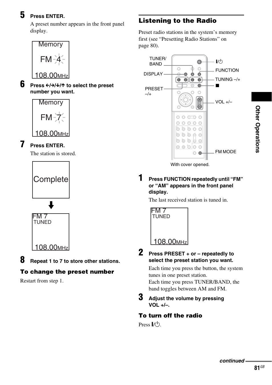 Fm 4, Fm 7 complete | Sony DAV-LF1 User Manual | Page 81 / 116