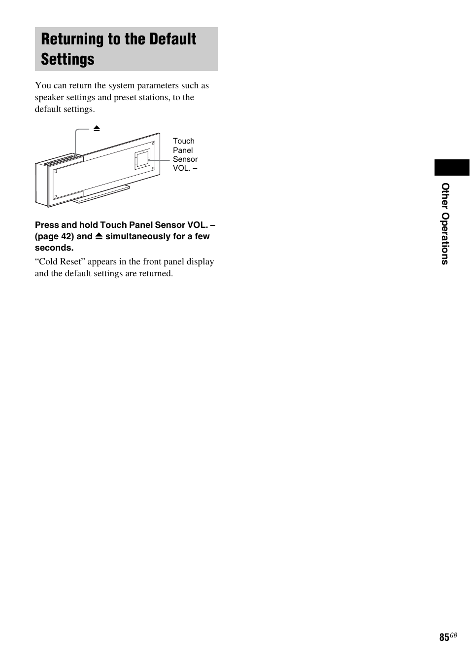 Returning to the default settings | Sony DAV-LF1 User Manual | Page 85 / 116