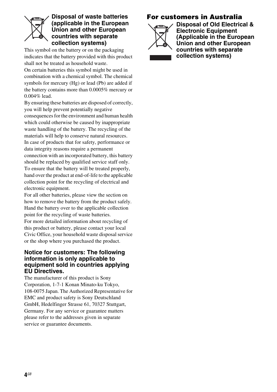 For customers in australia | Sony STR-DH510 User Manual | Page 4 / 80