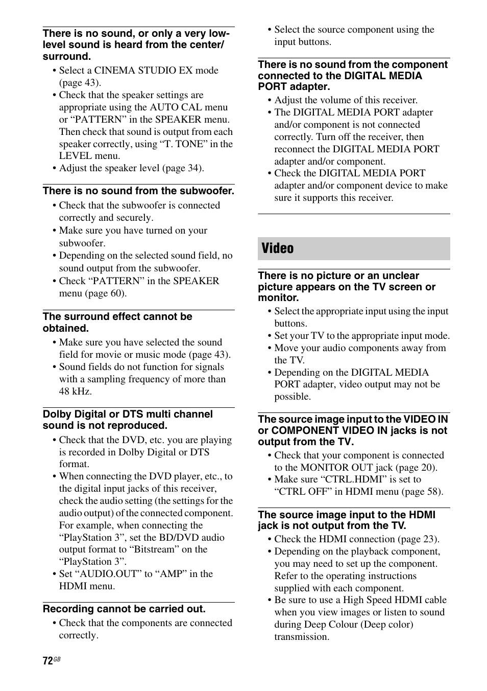 Video | Sony STR-DH510 User Manual | Page 72 / 80