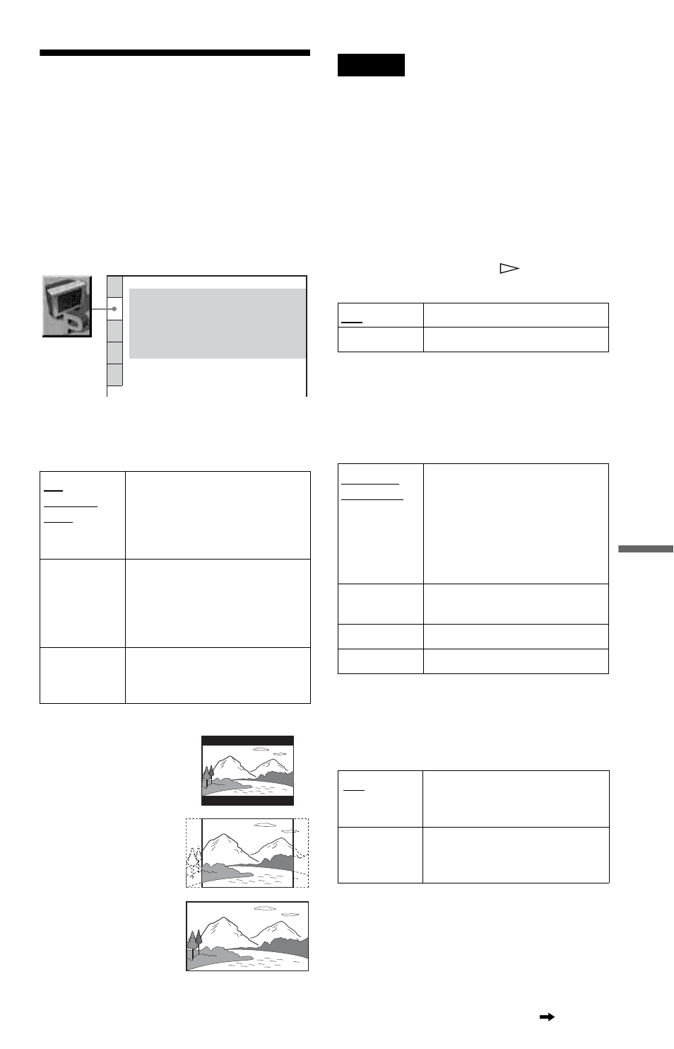 Settings for the display (screen setup), Settings for the display, Screen setup) | Sony DVP-NC875V User Manual | Page 79 / 96