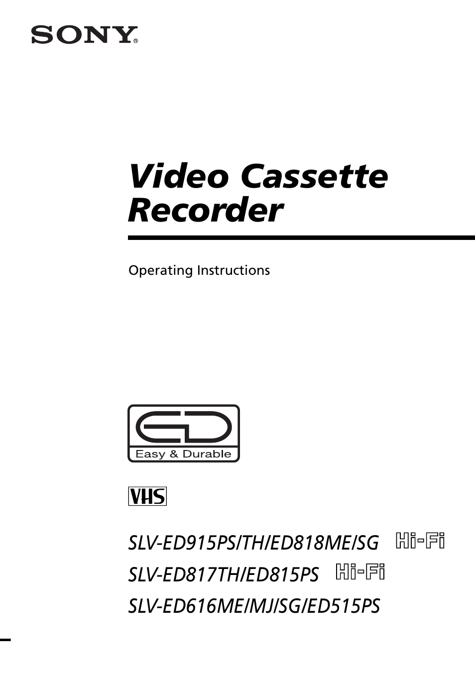 Sony SLV-ED818ME User Manual | 61 pages
