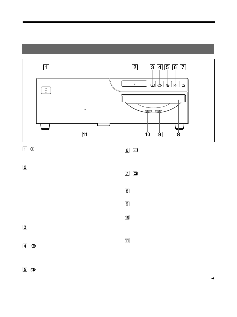 Panneau frontal, Emplacement et fonction des composants et des, Commandes | Sony UP-50 User Manual | Page 277 / 428