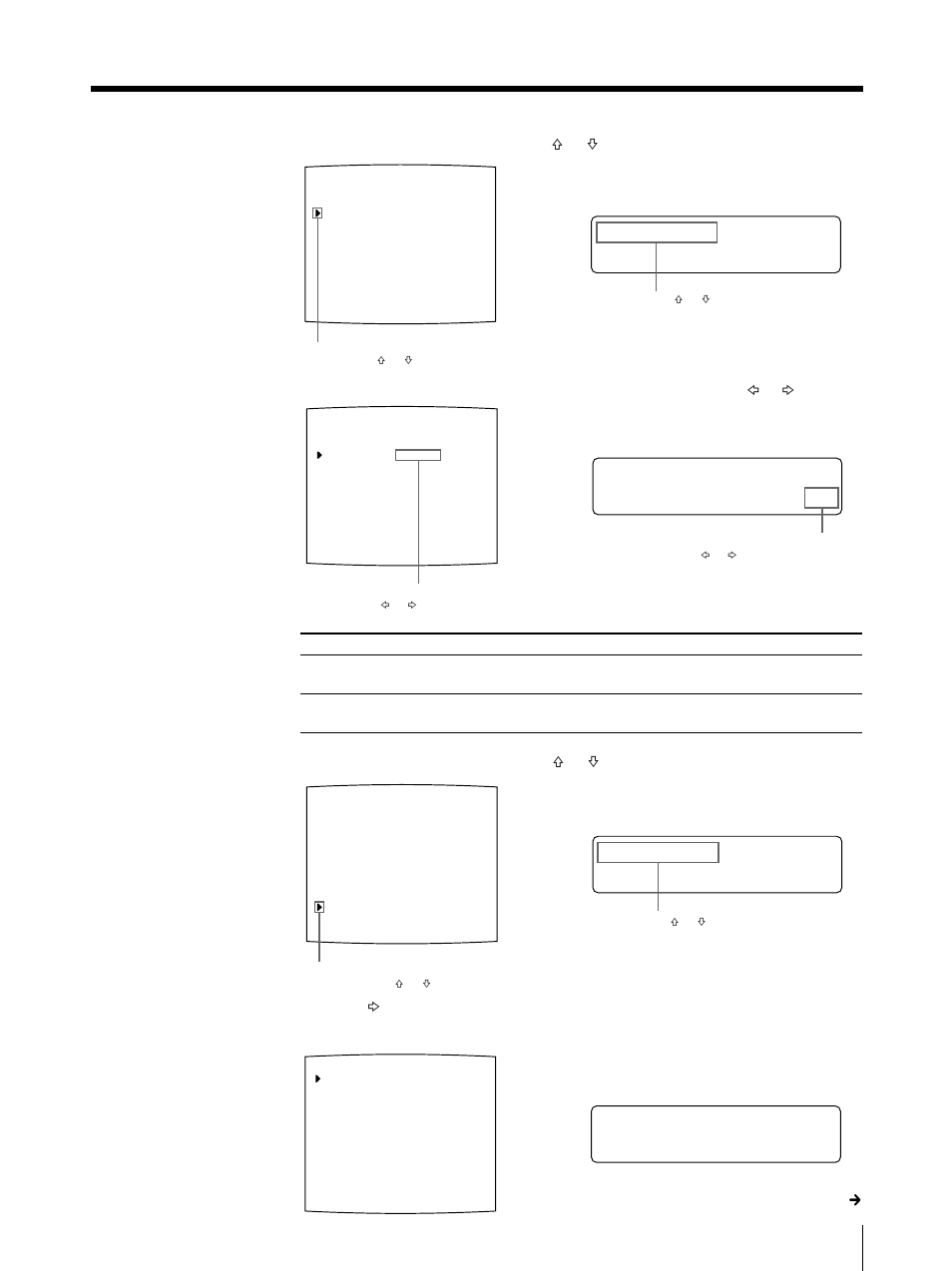 F unc t i on, Pre ss, Io f f / on n t erv a l | Fprn unc t i on s e tup, S e t up, Select interval by pressing the f or f button, Select function by pressing the f or f button, Continue to the next page c | Sony UP-50 User Manual | Page 41 / 428