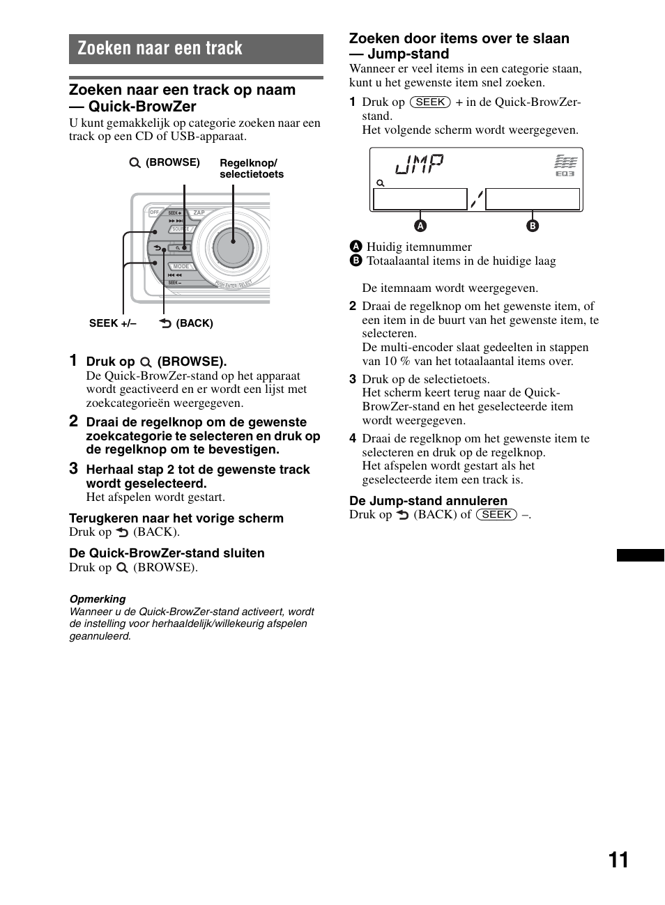 Zoeken naar een track, Zoeken naar een track op naam - quick-browzer, Zoeken naar een track op naam — quick-browzer | Sony CDX-M60UI User Manual | Page 119 / 140