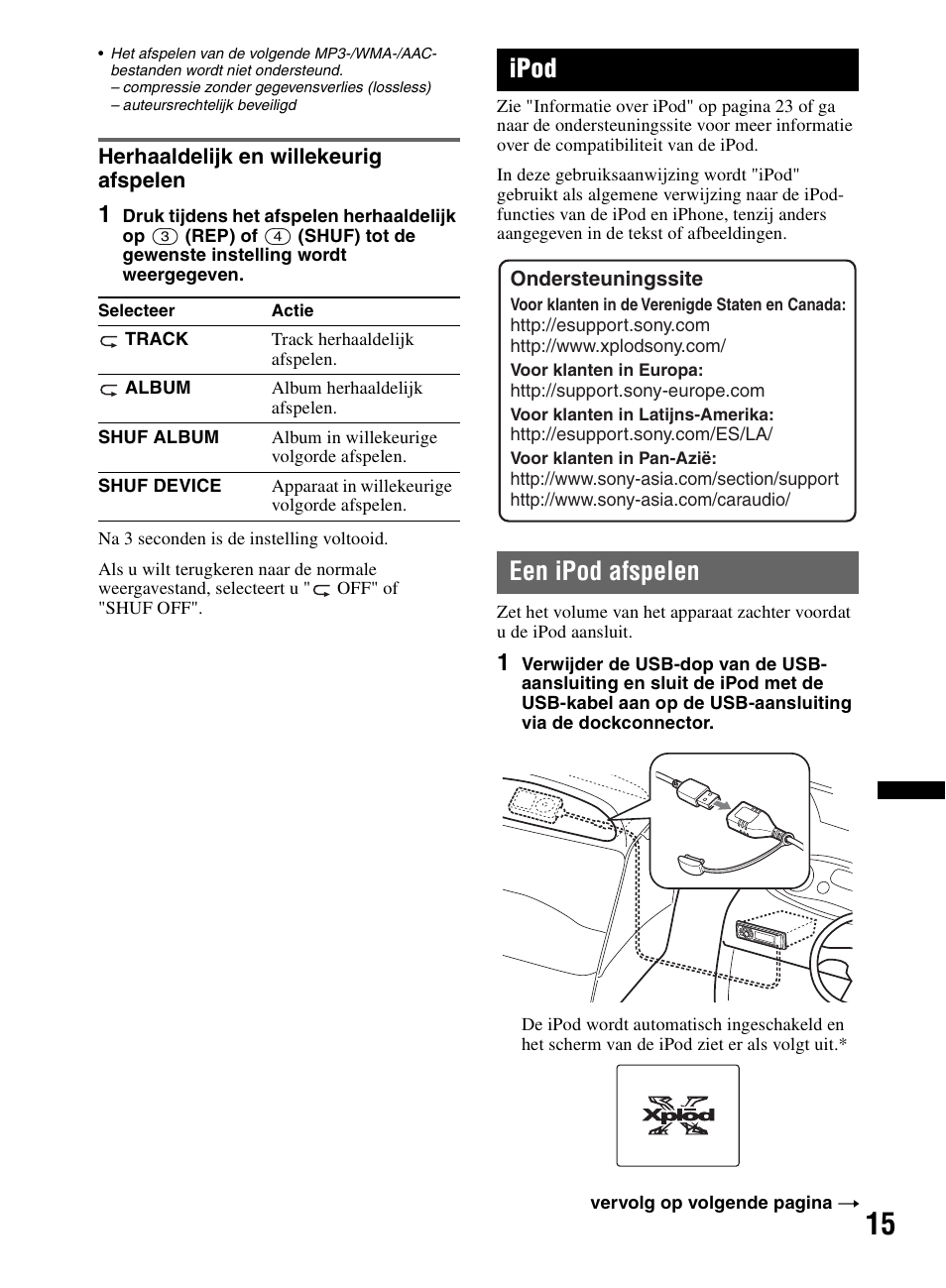 Herhaaldelijk en willekeurig afspelen, Ipod, Een ipod afspelen | Sony CDX-M60UI User Manual | Page 123 / 140