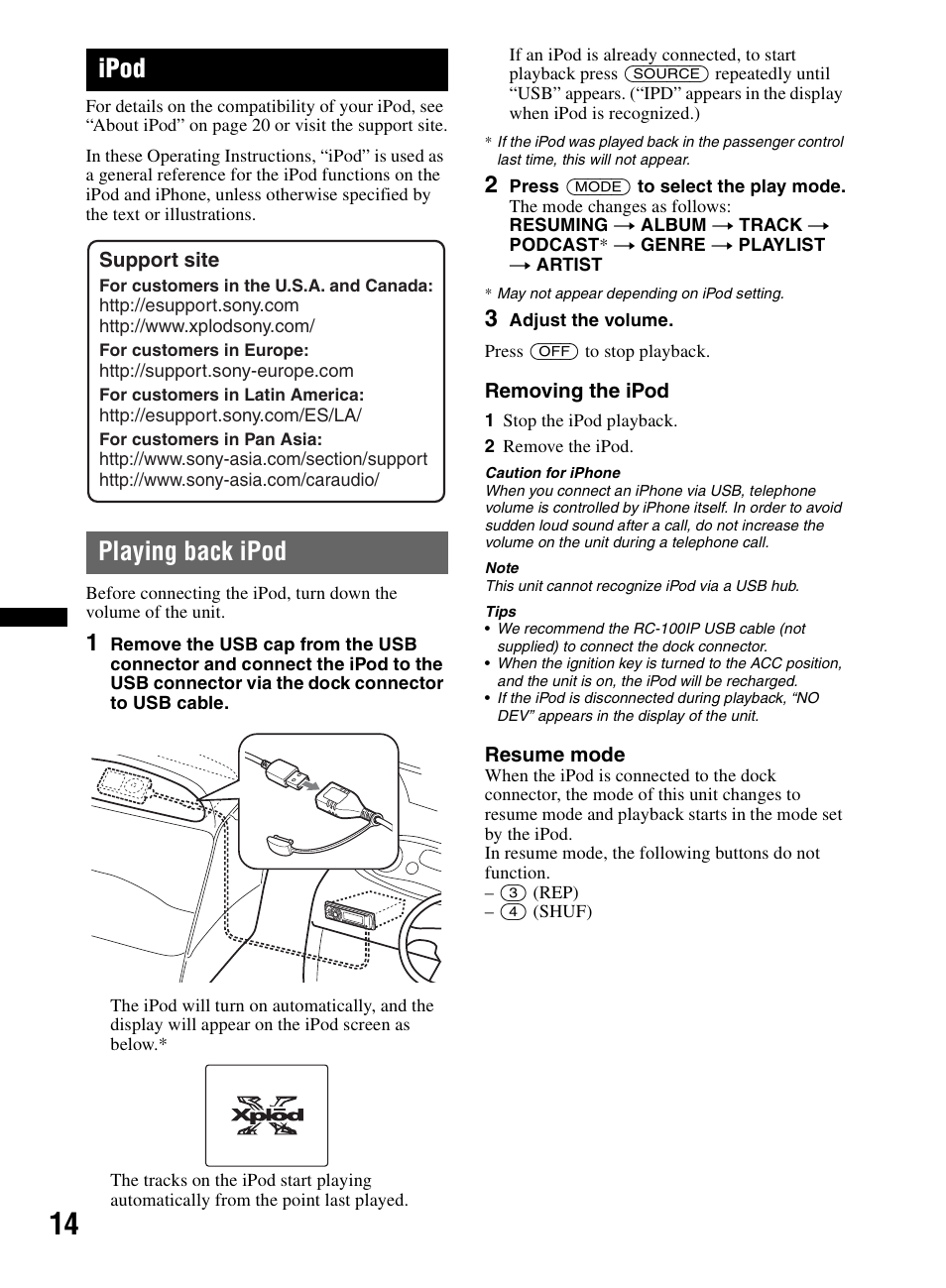 Ipod, Playing back ipod | Sony CDX-M60UI User Manual | Page 14 / 140