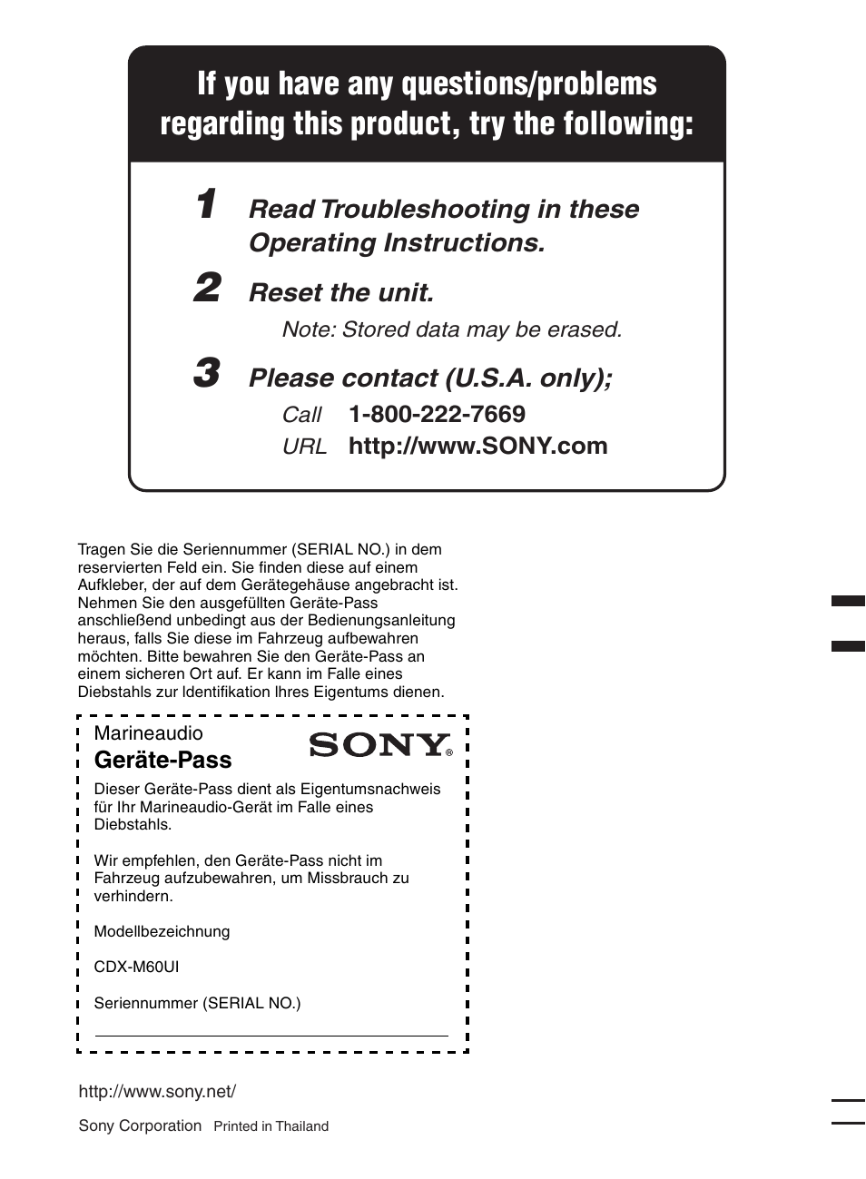Sony CDX-M60UI User Manual | Page 140 / 140