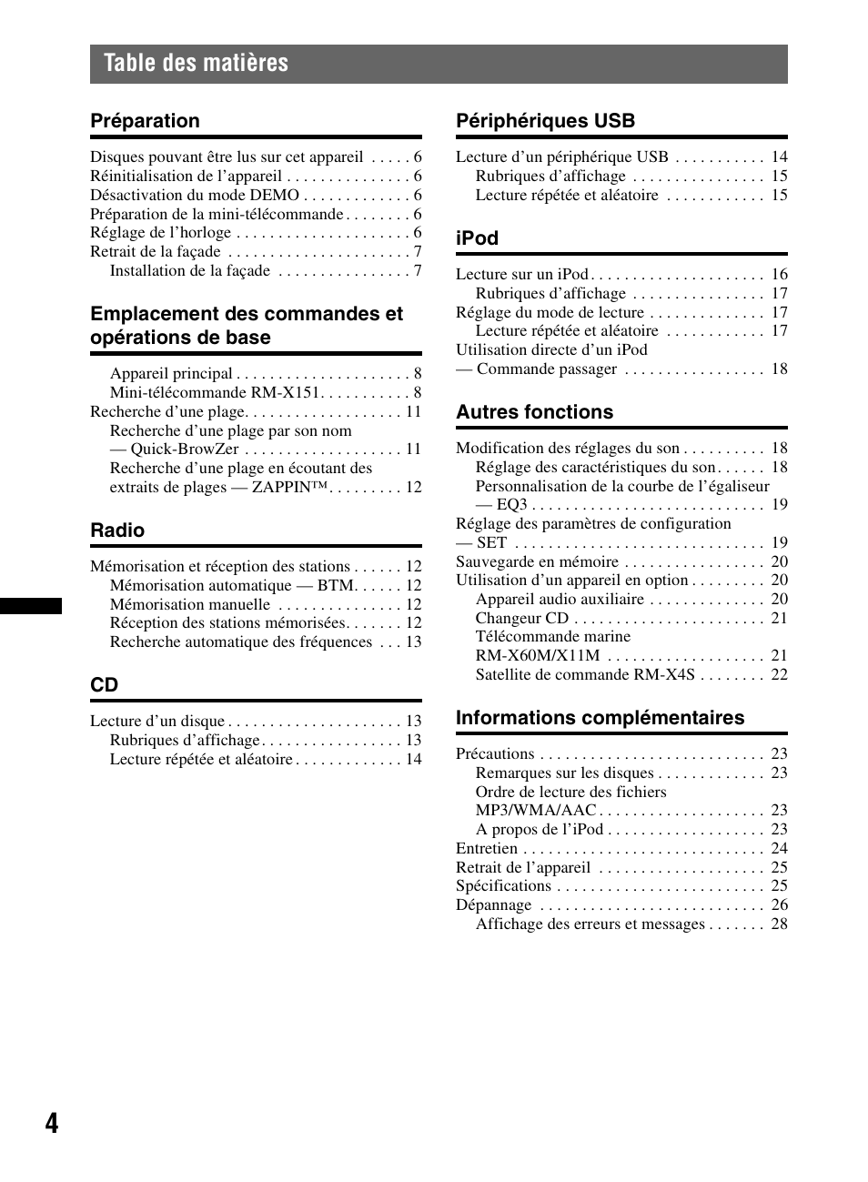 Sony CDX-M60UI User Manual | Page 28 / 140