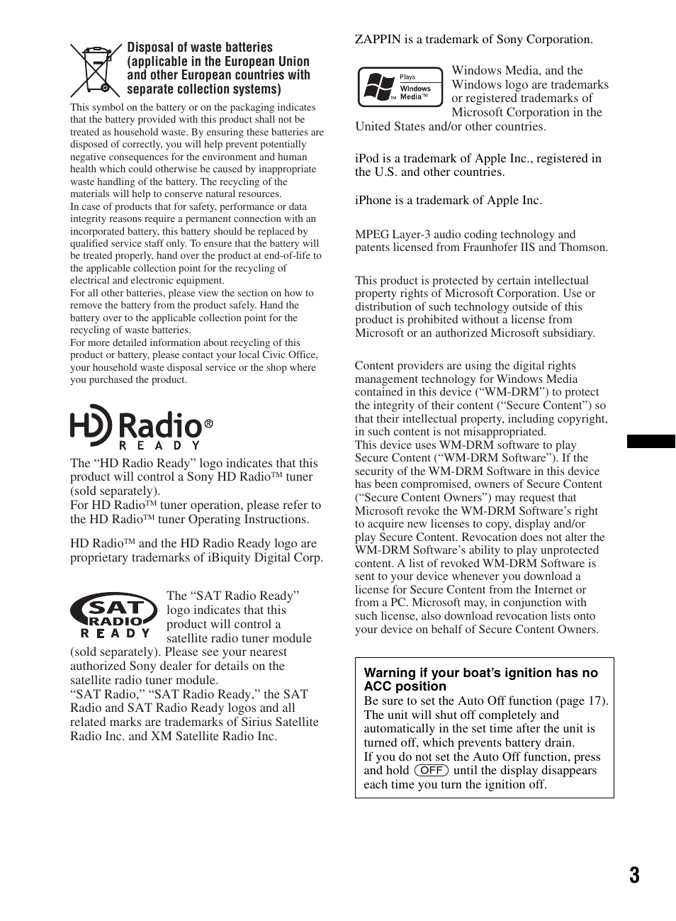 Sony CDX-M60UI User Manual | Page 3 / 140