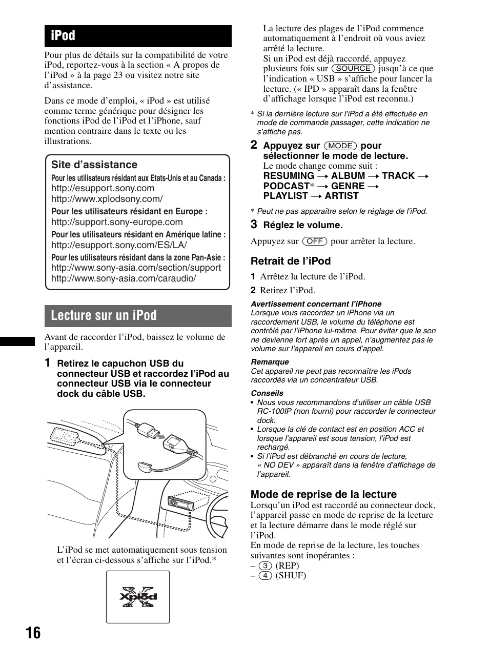 Ipod, Lecture sur un ipod | Sony CDX-M60UI User Manual | Page 40 / 140