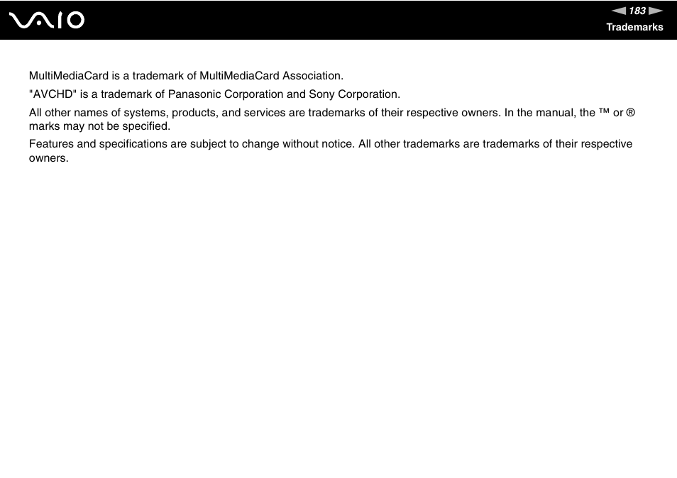 Sony USER GUIDE V G N - C S 2 0 0 User Manual | Page 183 / 184