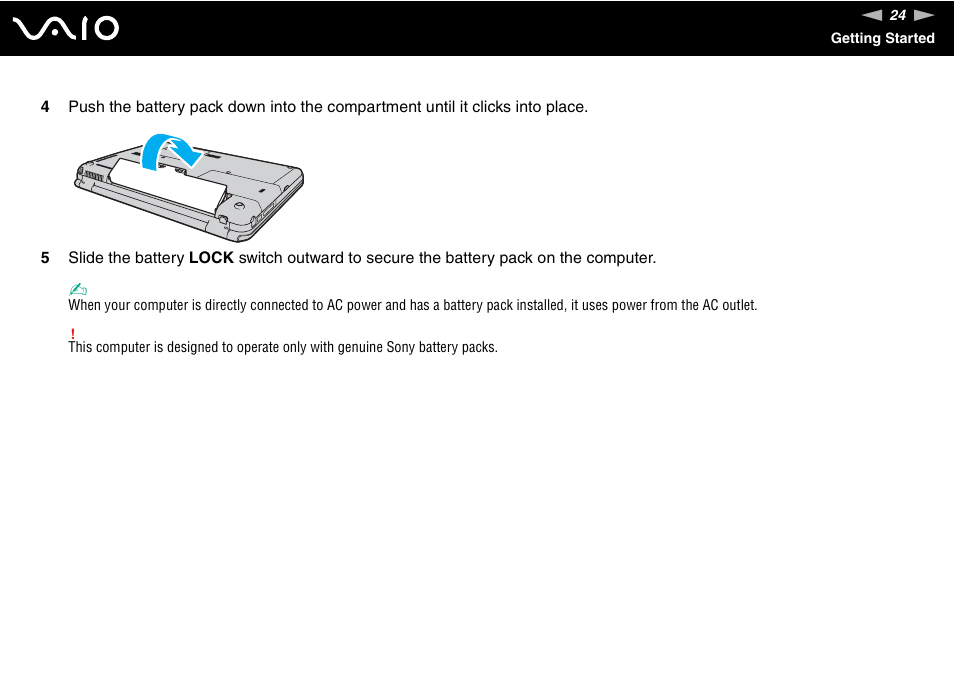 Sony USER GUIDE V G N - C S 2 0 0 User Manual | Page 24 / 184