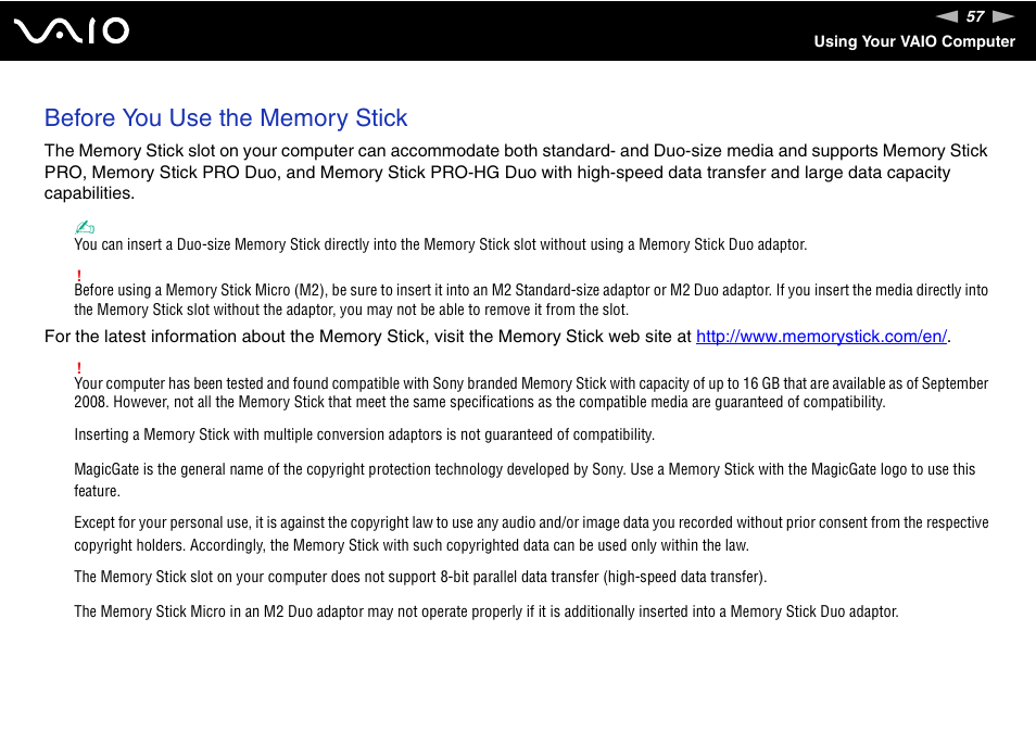 Sony USER GUIDE V G N - C S 2 0 0 User Manual | Page 57 / 184