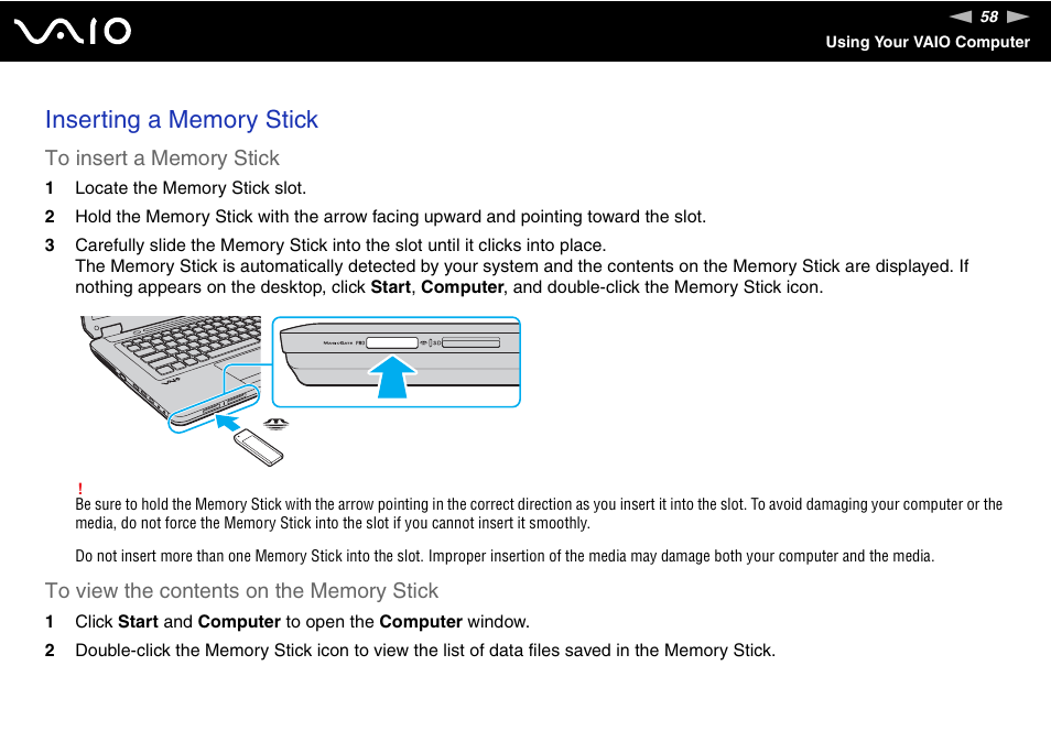 Sony USER GUIDE V G N - C S 2 0 0 User Manual | Page 58 / 184