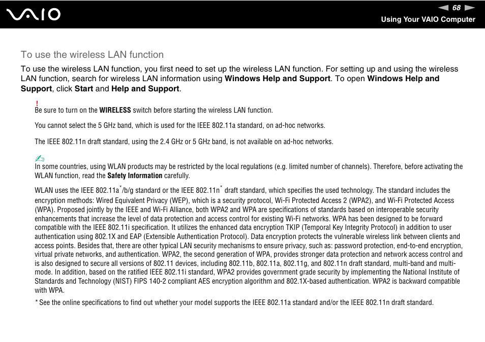 Sony USER GUIDE V G N - C S 2 0 0 User Manual | Page 68 / 184