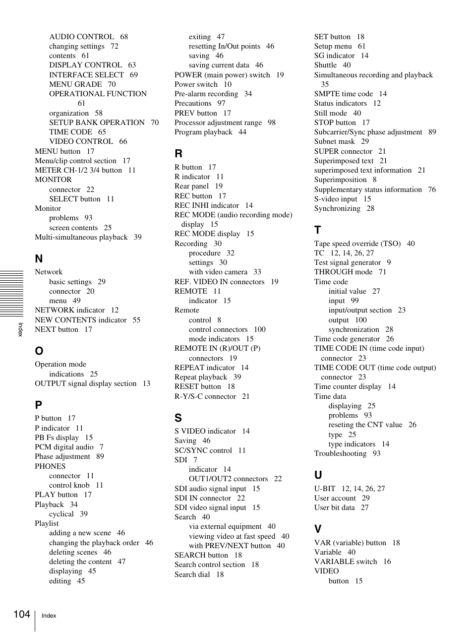 Sony DSR-DR1000A User Manual | Page 104 / 105