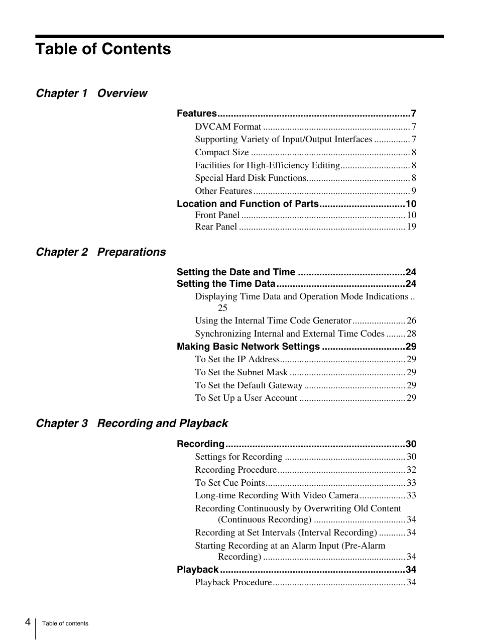Sony DSR-DR1000A User Manual | Page 4 / 105