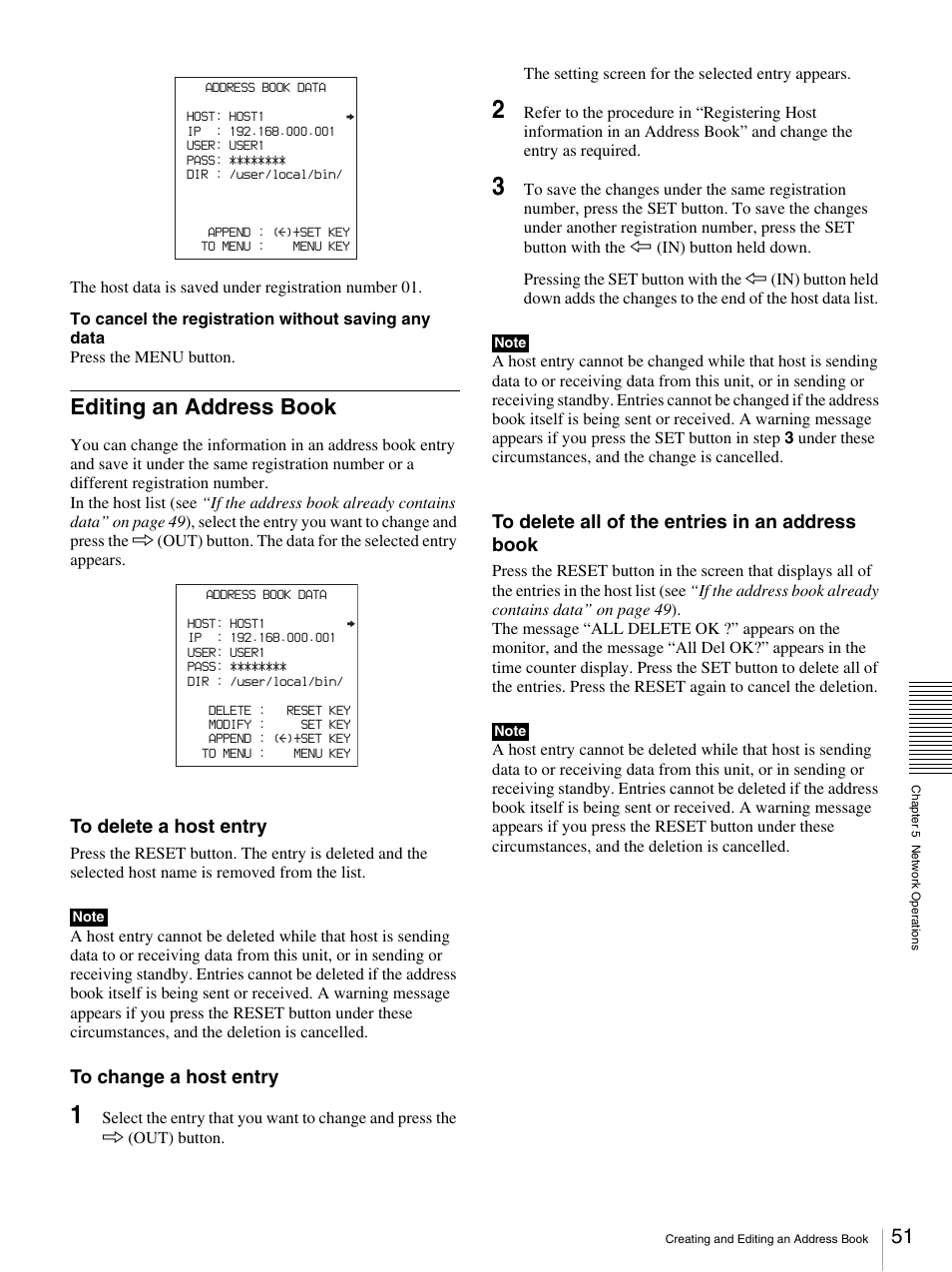 Editing an address book | Sony DSR-DR1000A User Manual | Page 51 / 105