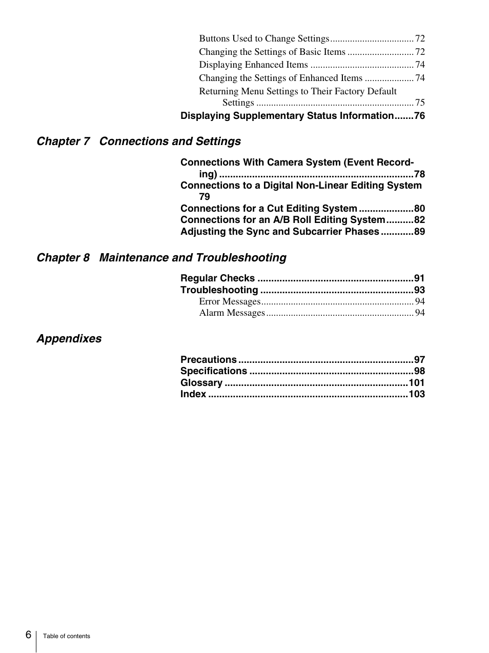Sony DSR-DR1000A User Manual | Page 6 / 105