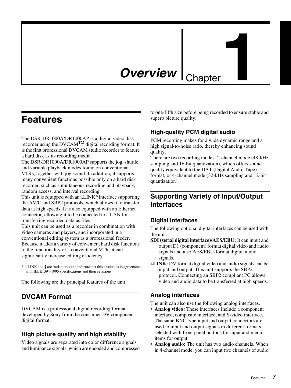 Sony DSR-DR1000A User Manual | Page 7 / 105