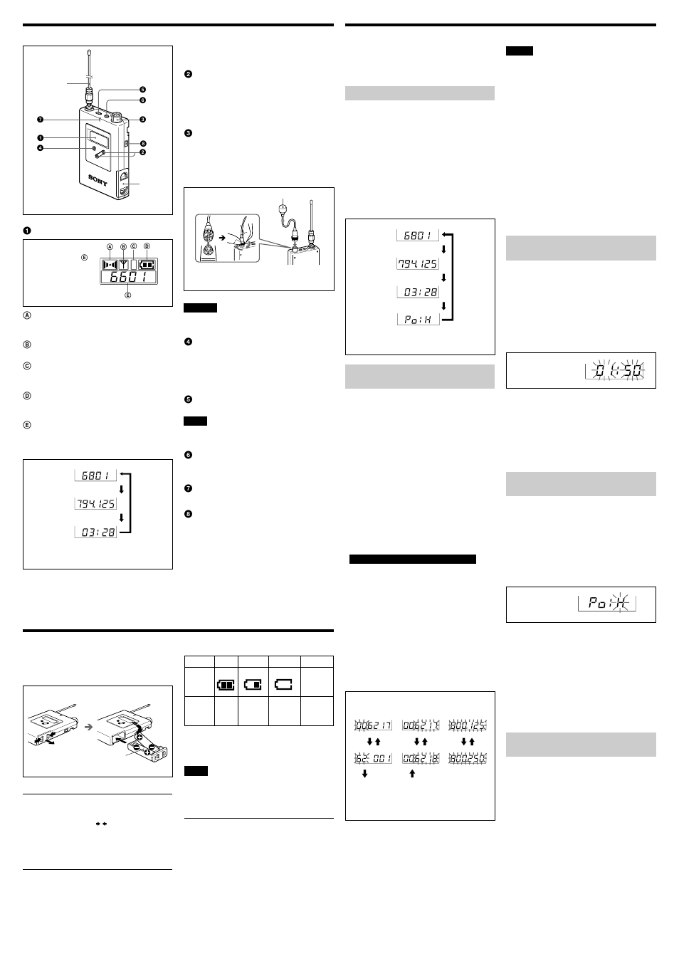 Parts identification, Power supply, Settings | Sony WRT-8B User Manual | Page 2 / 2