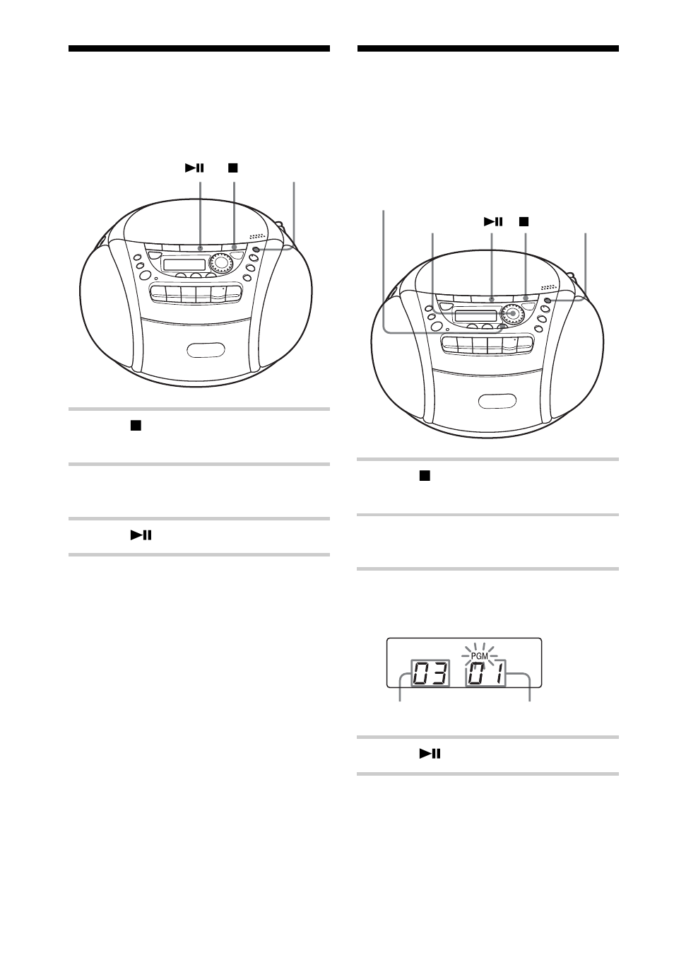 Playing tracks in random order (shuffle play), Creating your own program (program play), Creating your own program | Playing tracks in random order | Sony CFD-E95 User Manual | Page 14 / 32