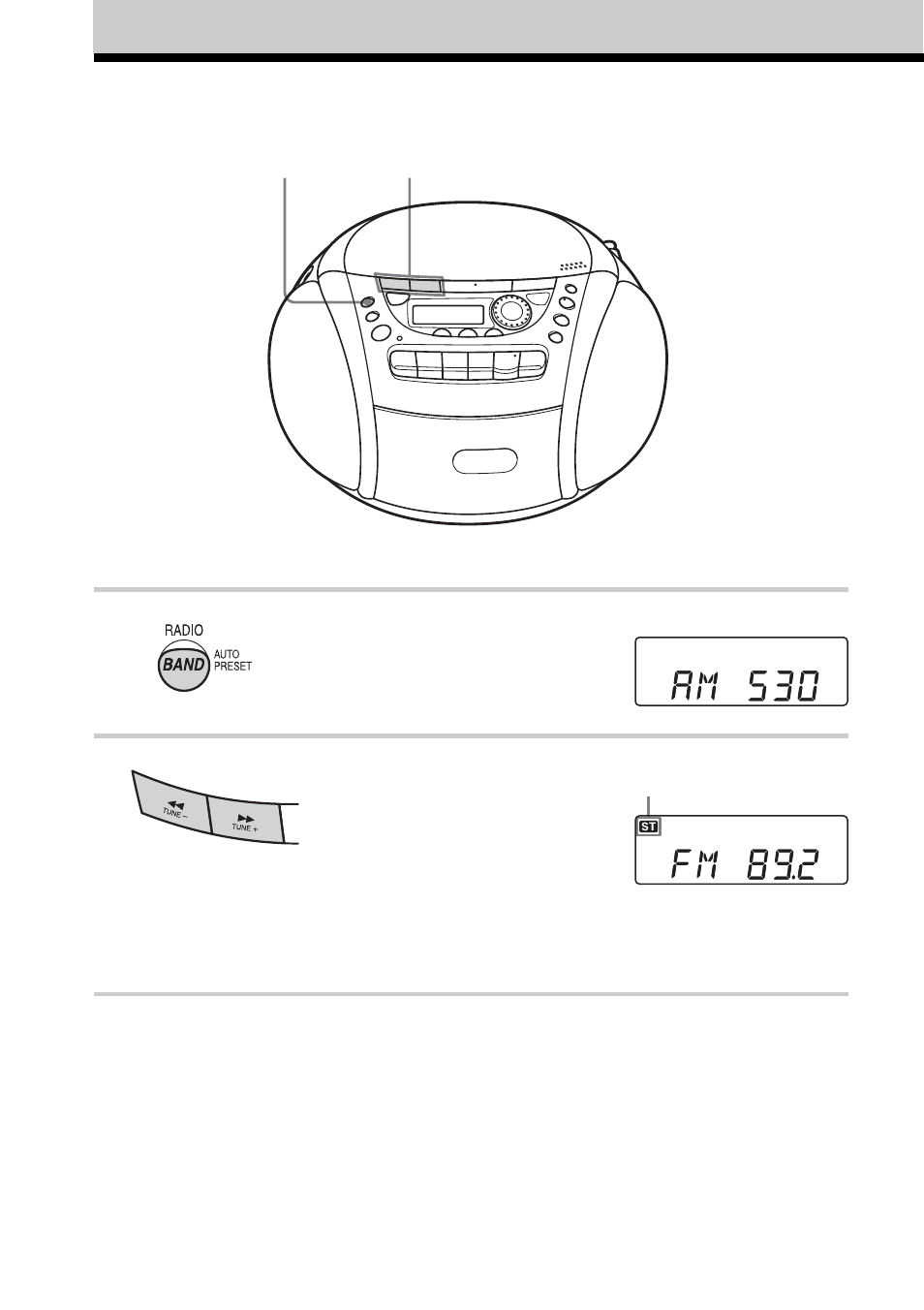 Listening to the radio | Sony CFD-E95 User Manual | Page 6 / 32