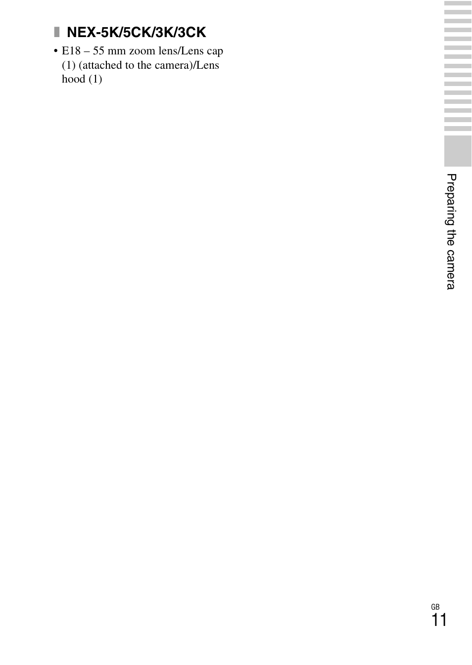 Xnex-5k/5ck/3k/3ck | Sony NEX-5 User Manual | Page 11 / 82
