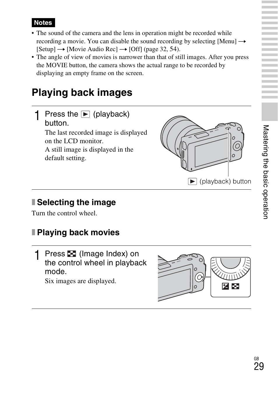 Playing back images | Sony NEX-5 User Manual | Page 29 / 82
