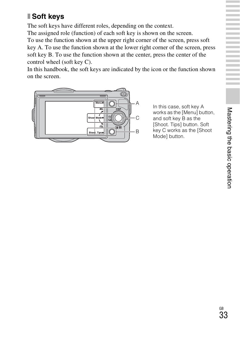 Xsoft keys | Sony NEX-5 User Manual | Page 33 / 82
