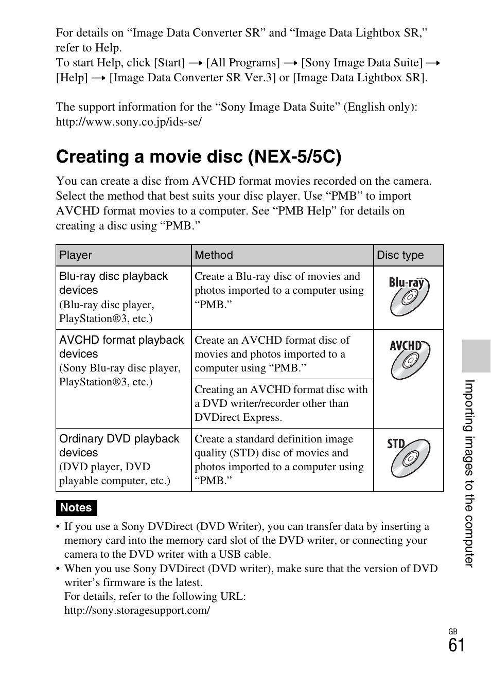 Creating a movie disc (nex-5/5c) | Sony NEX-5 User Manual | Page 61 / 82