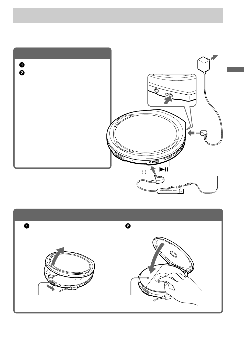 Playing a cd, Connect your cd player, Insert a cd | 1 . connect your cd player, 2 . insert a cd | Sony D-E888 User Manual | Page 7 / 28