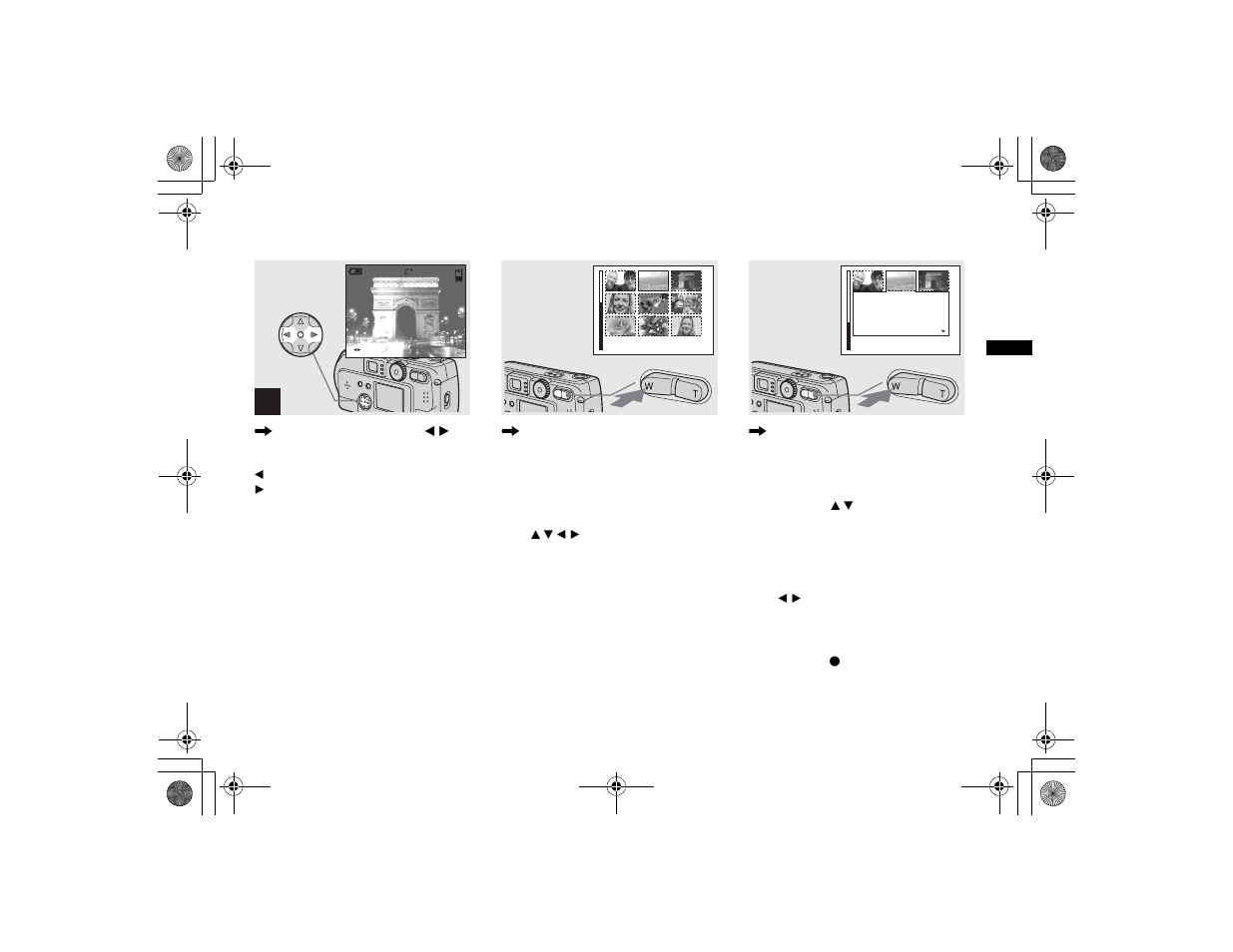 Viewing index (nine- or triple-image display), Viewing index, Nine- or triple-image display) | Sony DSC-P71 User Manual | Page 37 / 108