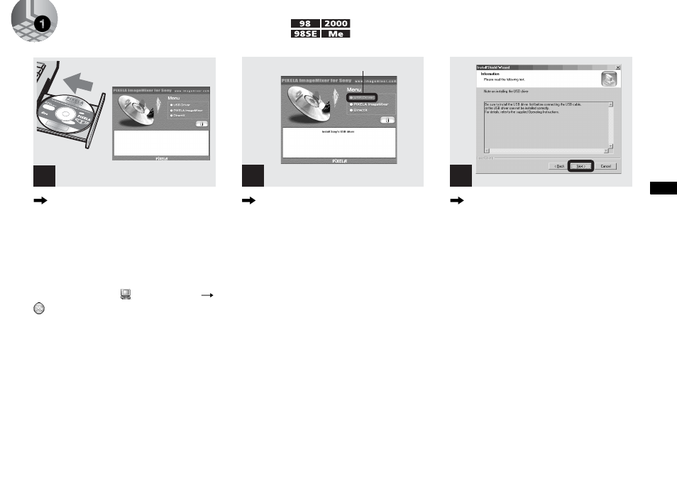 1 installing the usb driver, D as st, 1installing the usb driver | Sony DSC-P71 User Manual | Page 45 / 108